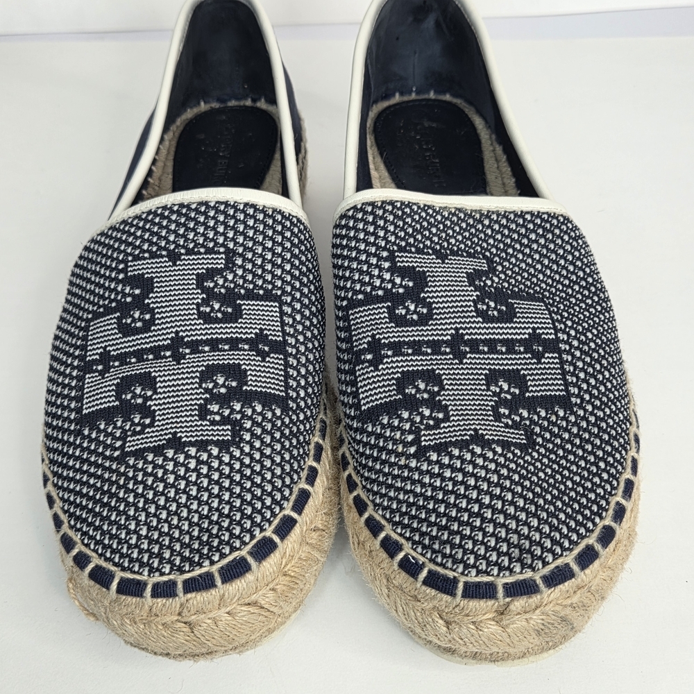 Tory Burch Miranda Navy Lug Sole Platform Espadrille Shoes Women's Size 10 - Picture 6 of 10